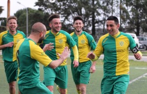 L'esultanza di Calabrese per il goal