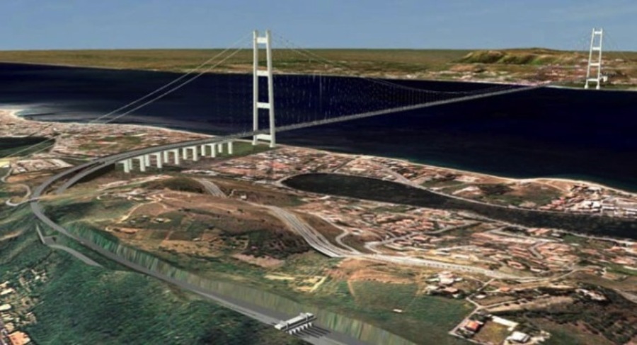 La riproduzione del modello del Ponte sullo Stretto di Messina