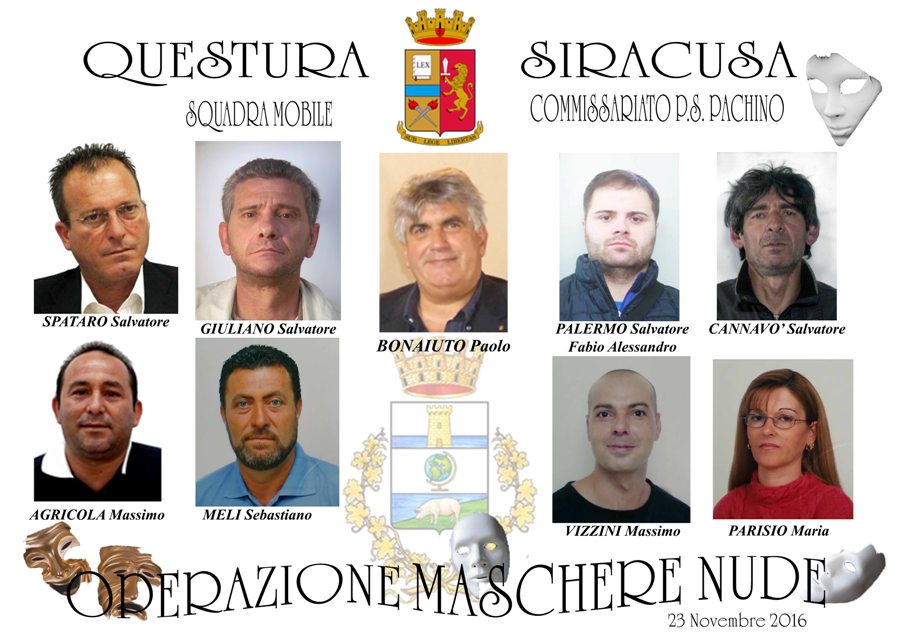 Gli indagati dell'operazione "Maschere Nude"