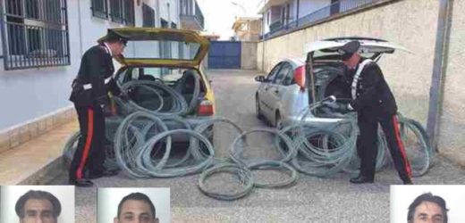 Scoperti in contrada Alfano a rubare cavi elettrici, arrestati dai Carabinieri tre siracusani
